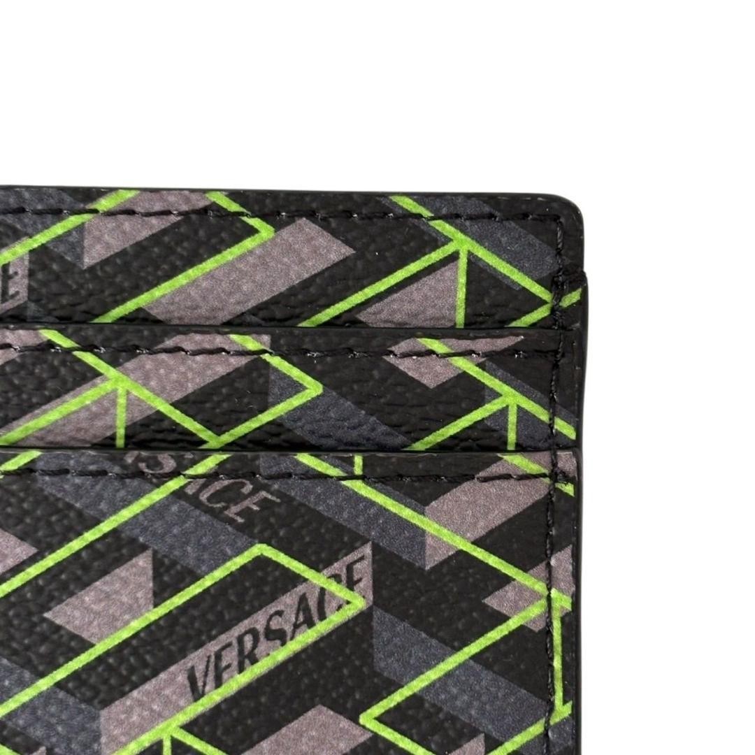 Auth VERSACE Card Case Greca Pattern Leather Grey… - image 10