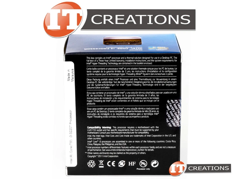 INTEL CORE I3 DUAL CORE PROCESSOR I3-3220T 2.80GHZ 3MB 35W CPU BX80637I33220T - Image 2 of 3