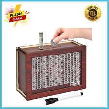 10000 Savings Challenge Box, Wooden Money Saving Piggy Bank for Adults Kids, Reu