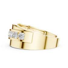 Anello di fidanzamento con diamanti taglio tondo in oro bianco 14 carati sopr...