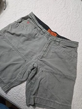 Jesse James Mens 38 Green Canvas Shorts Washed Duck Carpenter Workwear 