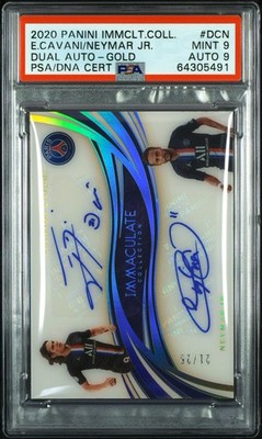 2020 Panini Immaculate Collection Cavani Neymar Jr Dual Auto Gold /25 PSA 9