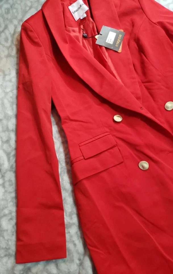 ÚNICO21 Mujeres Lujo Mancha Pecho Asimétrico Vestido Blazer - Damas Elegante Foto 2 de 4