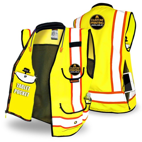 Gilet di sicurezza con colletto imbottito e tasca tablet - attrezzatura compatibile ANSI OSHA - Foto 2 di 7
