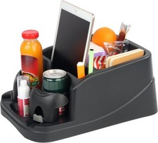 Large Plastic Universal Car Console Organizer 2 Cup Holders Storage Box Black