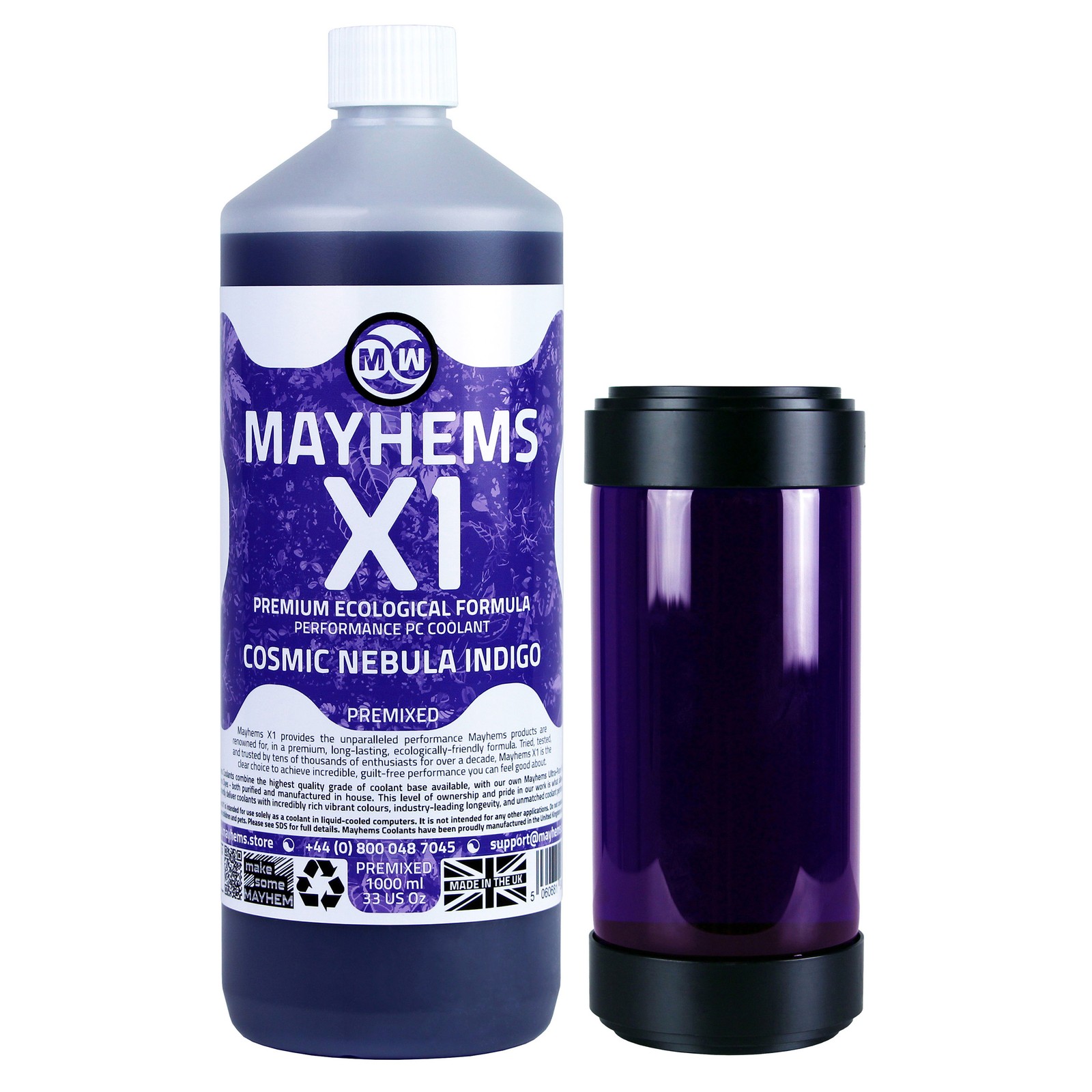 Mayhems - PC Coolant - X1 Premix - Eco Series, 1 Litre, Cosmic Nebula Indigo