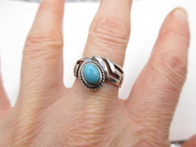 Aztec Tribal Key Pattern RING Sterling Silver 925… - image 2