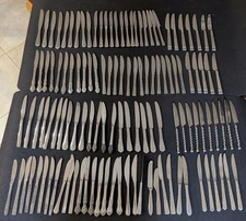 Lot 120 Stainless Dinner Knives Craft Camp Catering Mixed Patterns Flatware