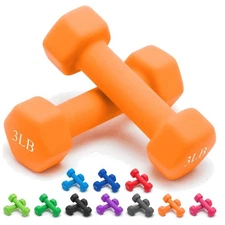 3 LB Anti-Slip Neoprene Dumbbell Pair - Ideal for Comfortable Training