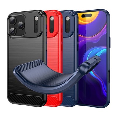 TPU Hülle für Apple iPhone 17 PRO MAX Carbon Fiber Skin Brushed Schutzcover Case
