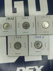 Lot of 5 - U.S. 90% Silver Roosevelt Dimes 1962- 1964 P D XF