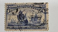 US Stamp Sc 233, 4c Columbus, Used F/VF CV$8.00 (509A)