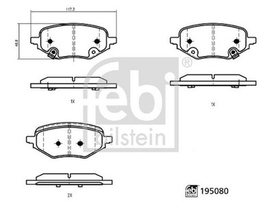 Bremsbelagsatz Scheibenbremse FEBI BILSTEIN 195080 für MG HS AS23 SAS23