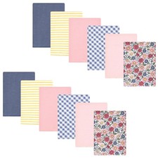 Hudson Baby Unisex Baby Cotton Poly Flannel Burp Cloths Bundle, Pink Blue Pre...