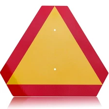 Orange Slow Moving Vehicle Sign,Triangle Sign,SMV sign 14"x16"Aluminum Diamon...