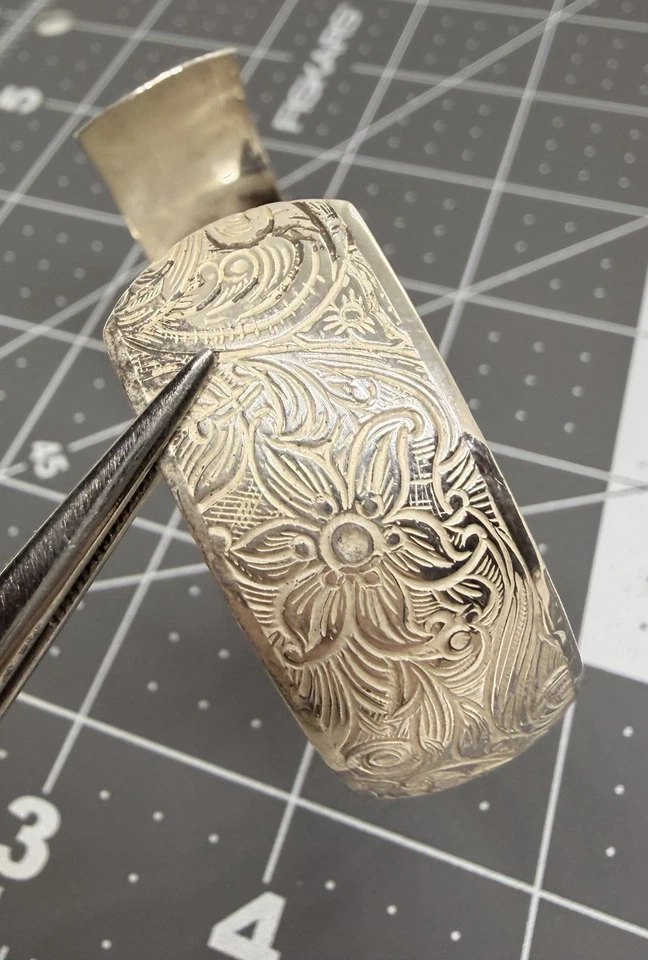 Vintage signiertes BEAU Sterlingsilber floral geätzt Armreif Armband flexibel neuwertig! - Bild 4 von 4