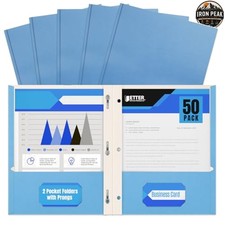 2 Pocket Folders With Prongs Light Blue 50 Pack Letter Size Paper Matte