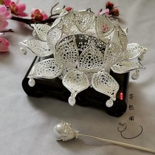 Chinese Hanfu Lotus Hair Crown Lady Hair Jewelry Ancient Headdress Hairpin Cos