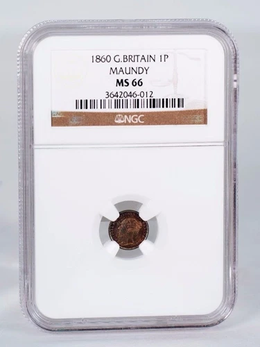 1860 Great Britain 1P Maundy  NGC MS-66 Finest Graded