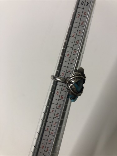 Vtg Sterling Silver 925 Turquoise Leaf Setting Ring - Picture 7 of 7