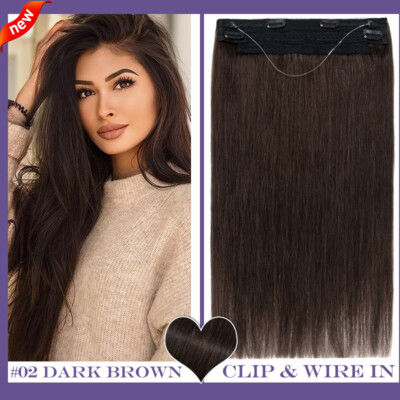 Wire/Clip In 100% Real Remy Human Hair Extensions Highlight One Hairpiece Ring