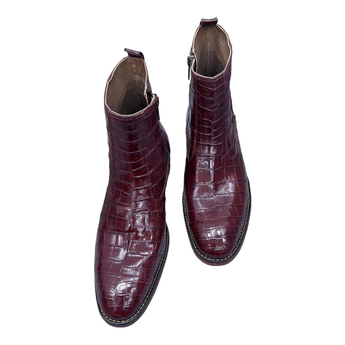 Genuine crocodile alligator leather burgundy shoes LV boots for men size 11  US