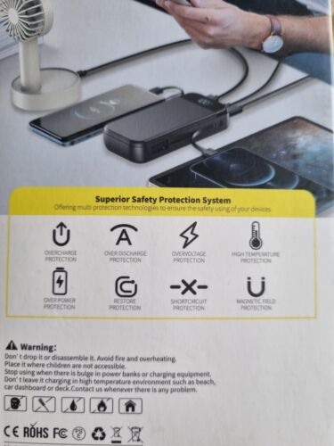 Safe Speed 3200MAH Portable Power Bank Charger & Built in Cables IOS/ANDROID - Zdjęcie 3 z 4