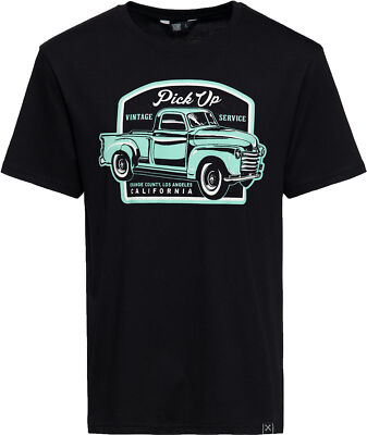King Kerosin »PICK UP« TRUCK MOTIV Kurzarm Straight Fit T-SHIRT Black Rockabilly