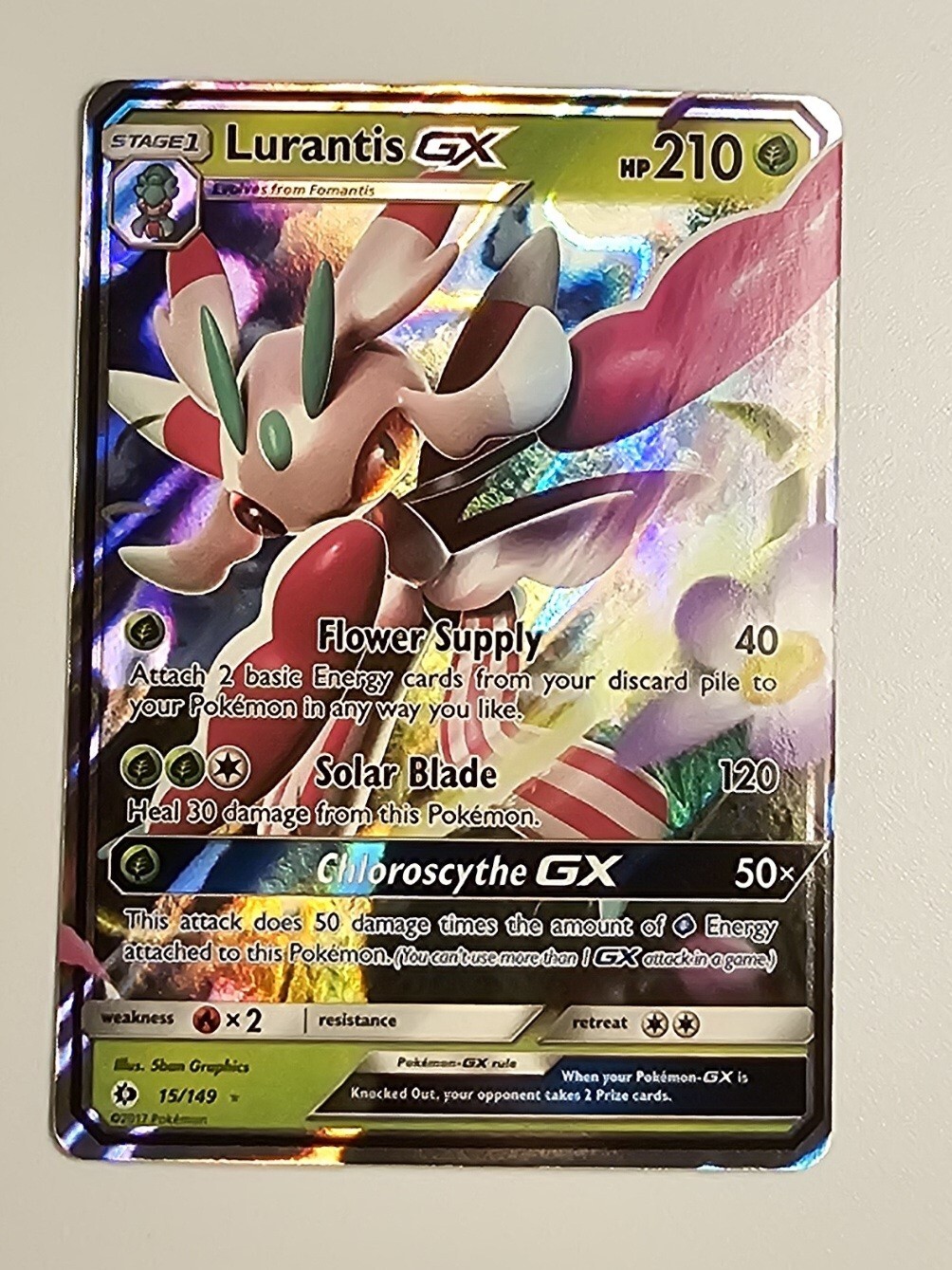 Lurantis GX 15/159 Half Art Holo SM Sun & Moon Base Set Pokemon Card TCG NM