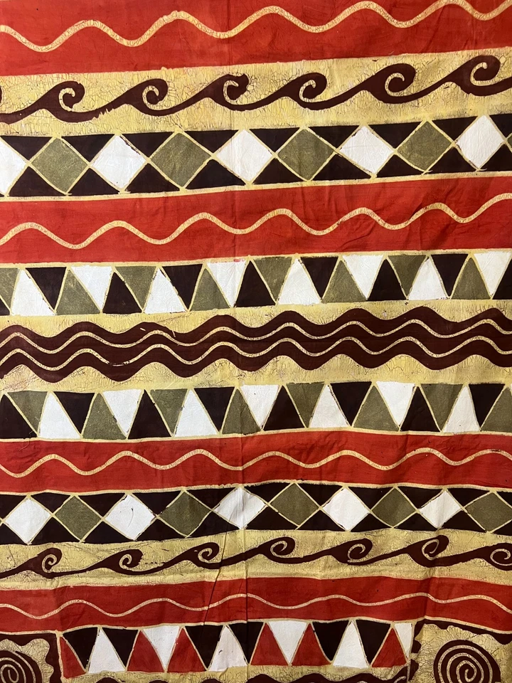 Tapiz Batik Zimbabwe Sadza Tela Abstracto Geométrico Tribal Diseño, 58" X 75" Foto 4 de 4