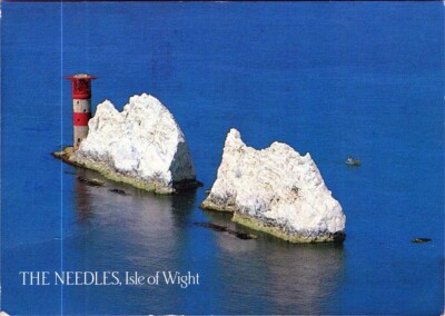 Postkarte DIE NADELN Isle of Wight Wasser Leuchtturm Rechteck See Schrift AA05926