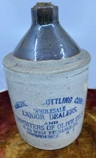 AMERICAN BOTTLING CORP LIQUOR DEALERS CROCK JUG OLIVE OIL