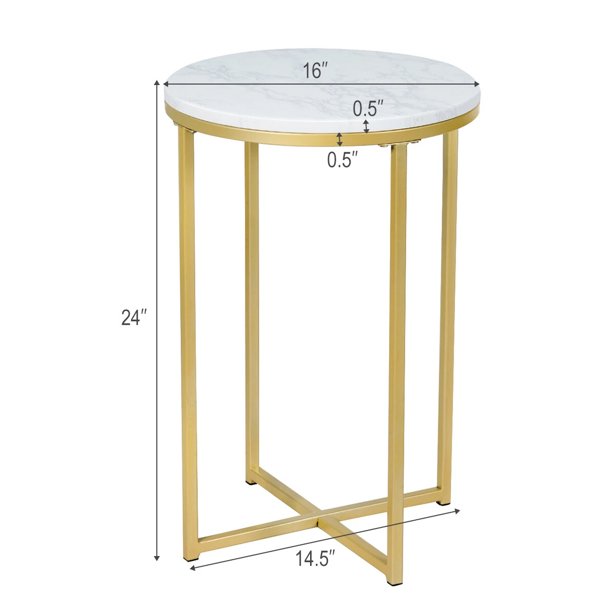 Modern Round Side End Coffee Table Nightstand Faux Marble Top w