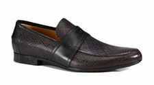 Gucci Men's Brown Checked Leather Slip on Loafers 8 G / 9 US