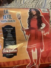 Lil Devil 4 Piece Halloween Costume,8-10 Years Old,dress,belt,chocker,headband