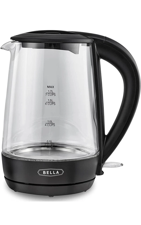 Hervidor eléctrico de vidrio BELLA 1,7 litros, hierve rápidamente 7 tazas de agua en 6-7 min Foto 4 de 4