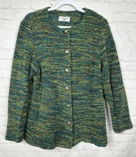 Alfred Dunner green Knit Button Front VTG Cardigan Sweater sz 16W Made in USA