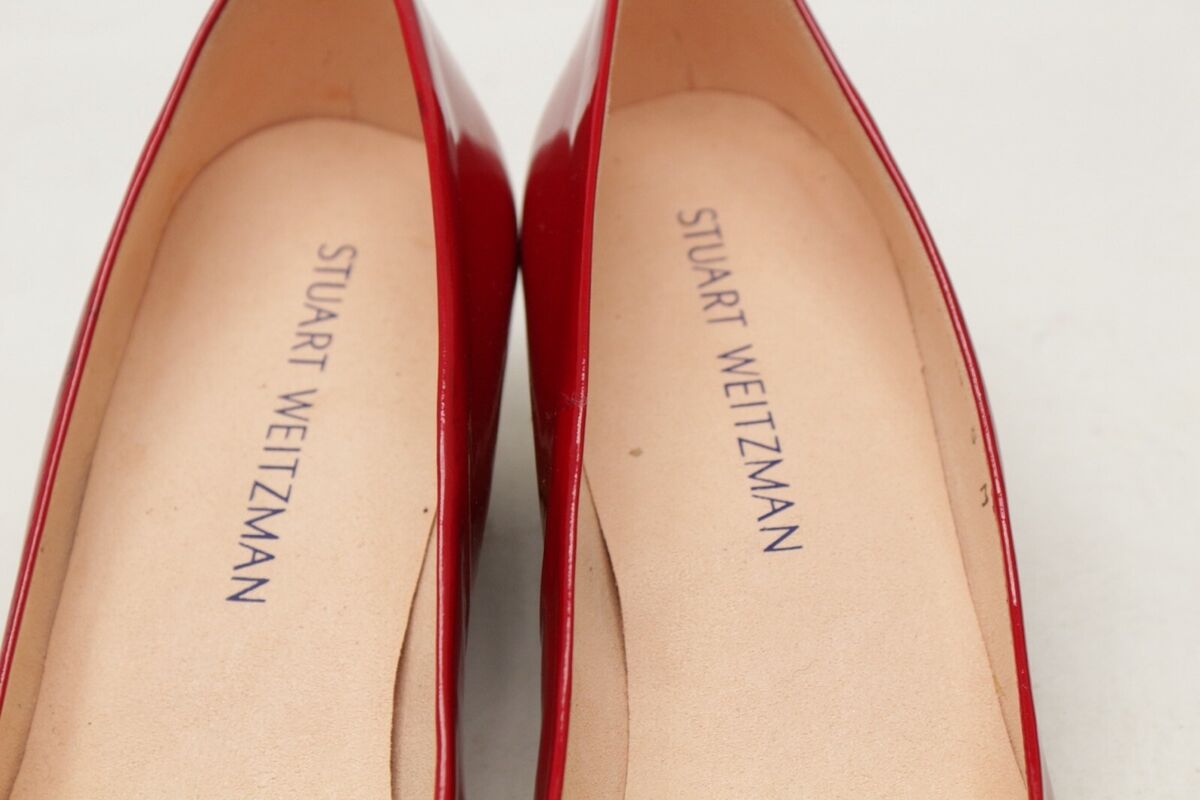 Stuart Weitzman Shoes Womens 8 M Red Patent Leather Gold Stuart Weitzman Shoes Womens 8 M Red Patent Leather Gold
