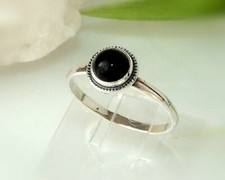 Onyx Ring Silber 925 schwarz rund Gr. 17 - 21 mm echt Sterlingsilber ss78