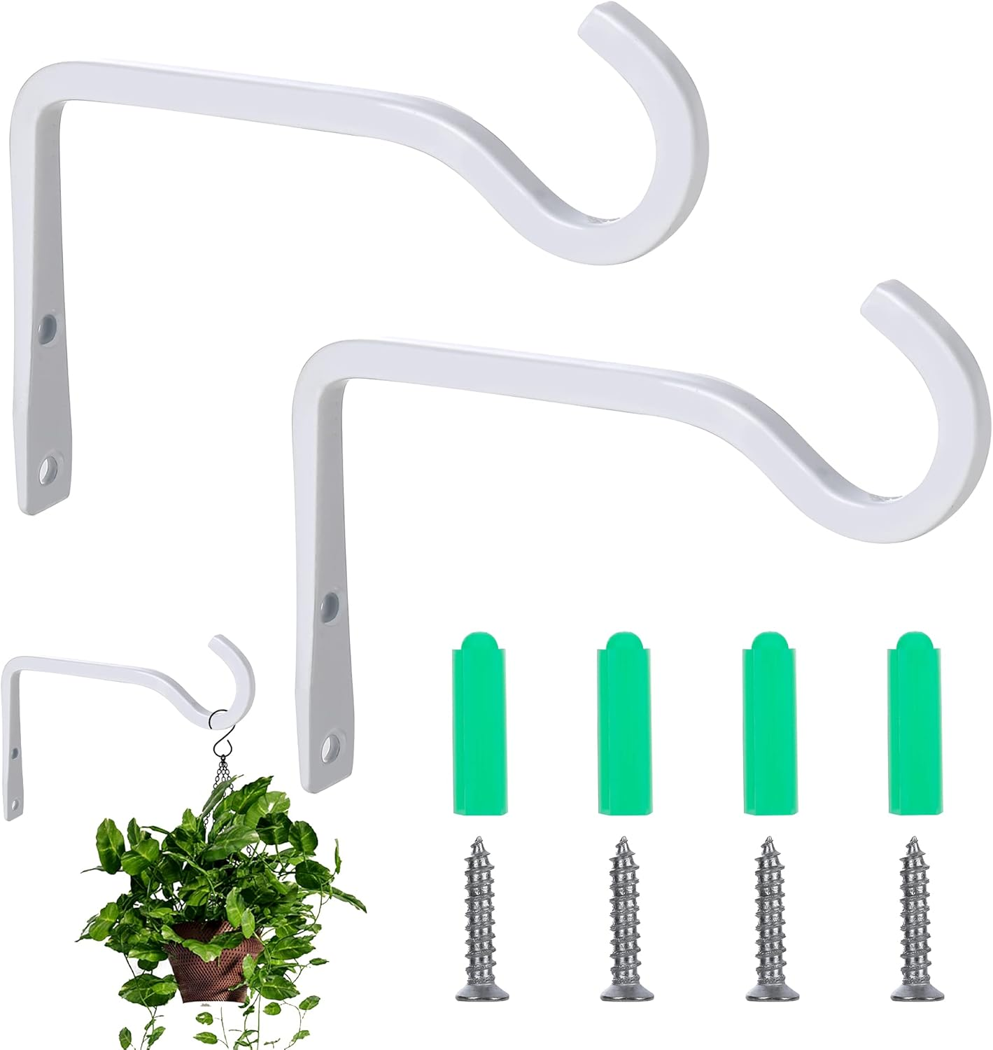 6 Inch Heavy Duty Outdoor Plant Hangers for Hanging Baskets, 2 Pack Iron Hanging