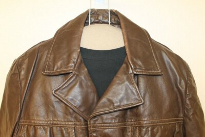 MENS VINTAGE HICKORY BROWN LEATHER CAR COAT/JACKET SZ 40 | eBay