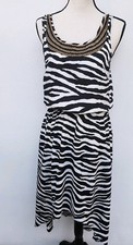 Michael Kors Zebra Print Dress Size 4 Womens Black White Stripes BOHO CHIC