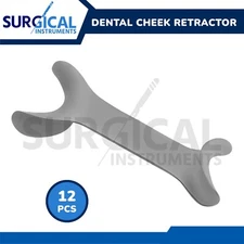 12 Pcs Cheek Lip Retractor Dental Double-Head Mouth Opener Metal Hook German Gr