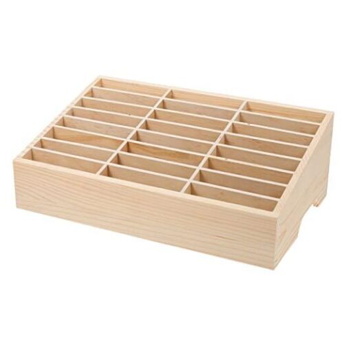 LIFKOME Cell Phone Storage Boxes 24 Grids Wooden Cell Phone Holder Desktop