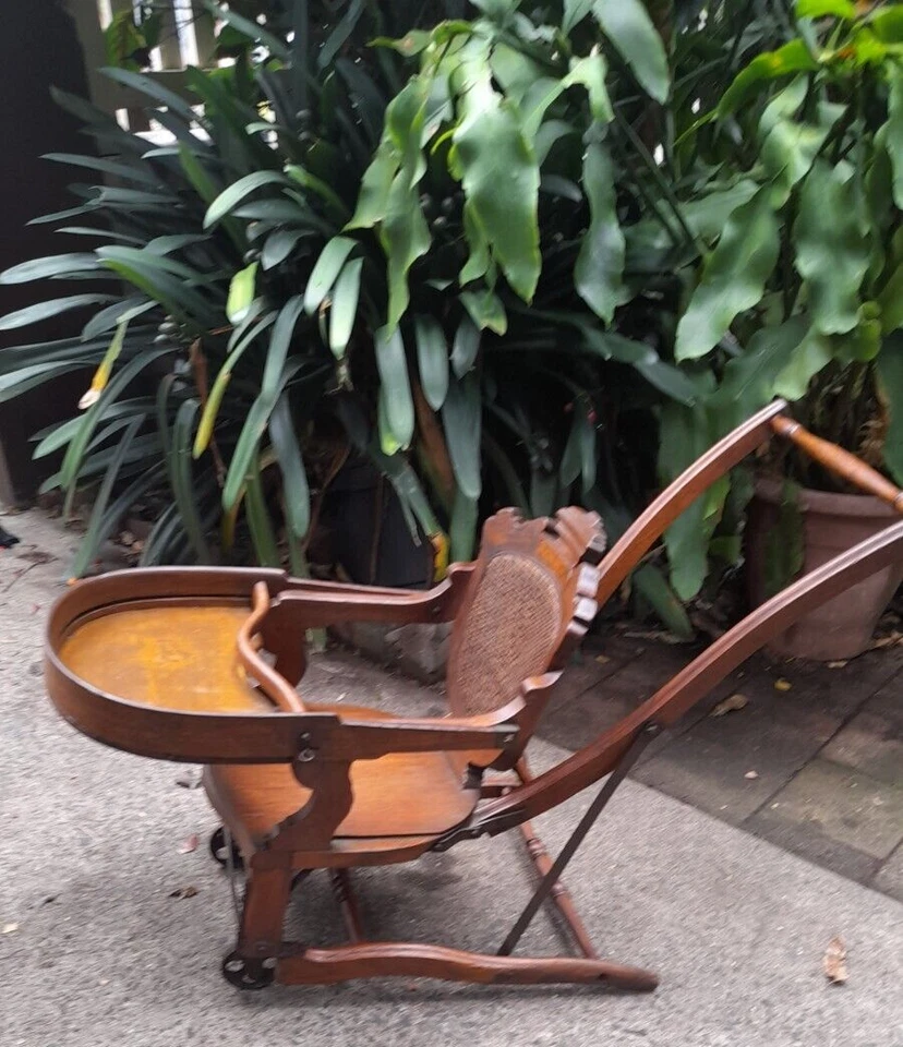 Silla alta/baja victoriana de roble metamórfico para niños convertible C.1890 rara Foto 4 de 4