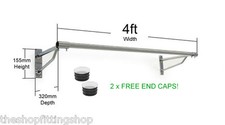 4ft Long x 32mm HEAVY DUTY Clothes Rail Wall Mounted Chrome Garment Hanging Rack