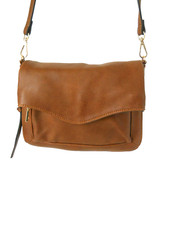 Moda Luxe Tan Multi-compartment Vegan Leather Shoulder / Crossbody Bag