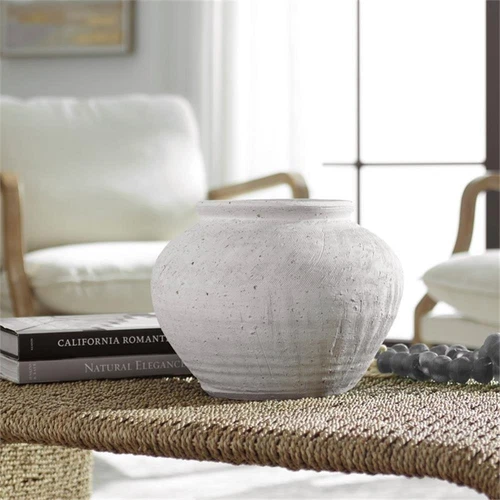 Uttermost Floreana Coastal Ceramic Round Decorative Vase in White - Picture 5 of 6