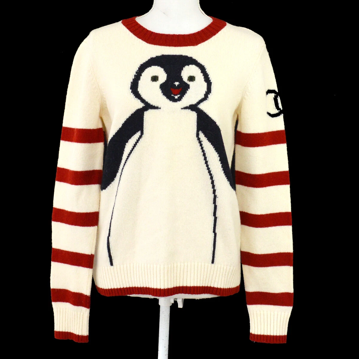 White chanel sweater with shop red logo