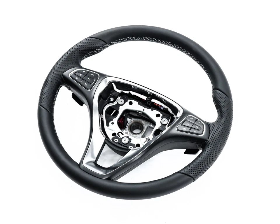 Lenkrad beziehen mit Leder für Mercedes V W447 2014-2021 weißer Faden NEU LEDER - Bild 2 von 4